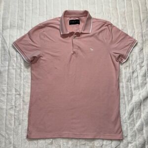 Abercrombie Fitch Men's Pink Stretch Polo Shirt Embroidered Logo Size L